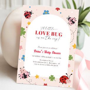 Invitation Petite Fête Prénatale Love Bug Wildflower Bébé