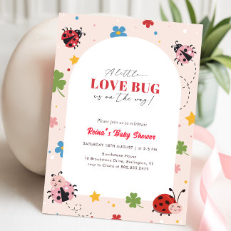 Invitation Petite Fête Prénatale Love Bug Wildflower Bébé