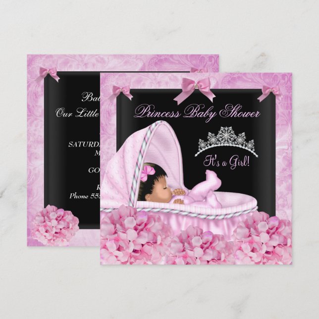 Invitation Petite fille Baby shower afro-américaine (Devant / Derrière)