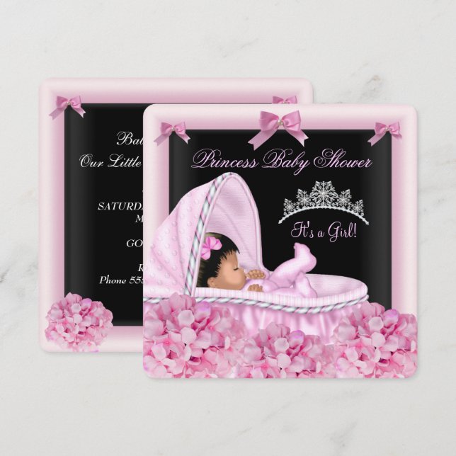 Invitation Petite fille Baby shower afro-américaine (Devant / Derrière)