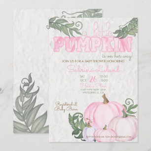 Invitation Petite fille Citrouille Baby shower rose