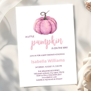 Invitation Petite fille Citrouille rose Baby shower