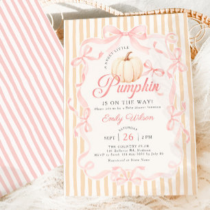 Invitation Petite Fille Citrouille Rose Élégante Baby Shower