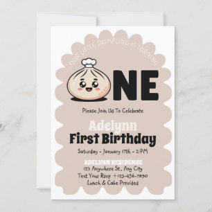 Invitation Petite fille Dumpling 1ère fête d'anniversaire