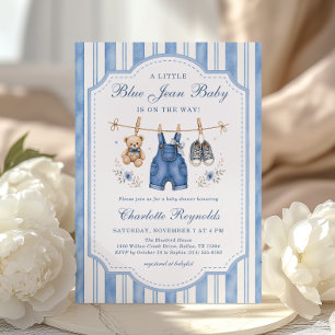 Invitation Petite Fille en Jean Bleu Baby Shower