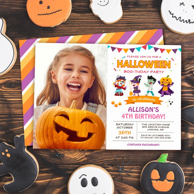 Invitation Petite fille Enfants Halloween fête d'anniversaire (Créateur téléchargé)