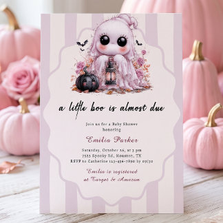 Invitation Petite fille fantôme rose Halloween Baby Shower