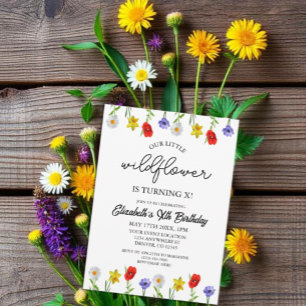 Invitation Petite fille Fleur sauvage Anniversaire