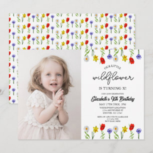 Invitation Petite fille Fleur sauvage Anniversaire