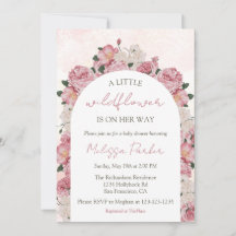 Petite fille Fleur sauvage Baby shower floral élég