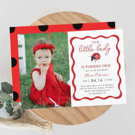 Invitation Petite fille Ladybug, photo de la fête d'anniversa
