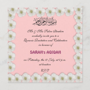 Invitation Petite fille musulmane Aqiqah