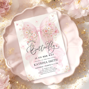 Invitation Petite Fille Papillon Rose Baby Shower