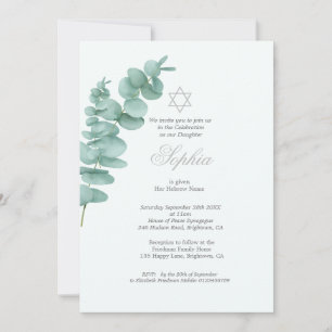Invitation Petite fille qui nomme Eucalyptus Hébreu verdure