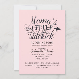 Invitation Petite fille rose de maman, petit sidekick
