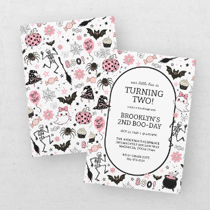Invitation Petite Fille Rose Halloween Anniversaire