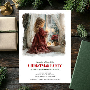 Invitation Petite fille vintage tenant une étoile brillante m