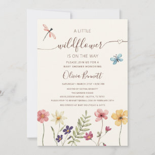 Invitation Petite Fleur Sauvage Baby Shower Aquarelle Jardin