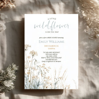 Invitation Petite Fleur Sauvage Baby Shower Floral Hivernal