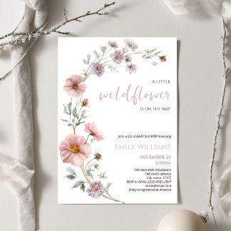 Invitation Petite Fleur Sauvage Baby Shower Floral Minimalist