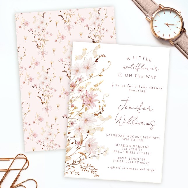 Invitation Petite fleur sauvage mignonne petite fille invitat (Créateur téléchargé)