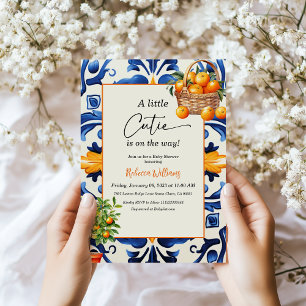 Invitation Petite Italienne Bleue Carrelage Citron Baby Showe