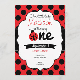Invitation Petite Ladybug premier anniversaire Polka Dot Invi