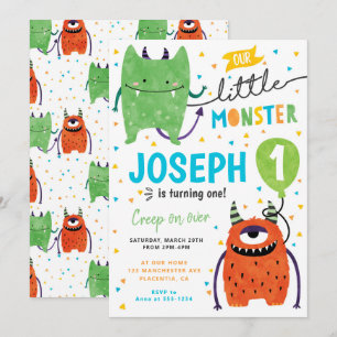 Invitation Petite mignonne Monster fête d'anniversaire