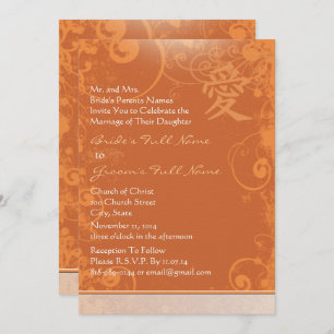 Invitation Petite Mini Orange Kanji Mariage d'amour