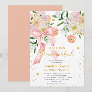 Invitation Petite miss onderful peach girl 1er anniversaire