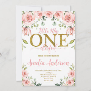 Invitation Petite Miss Onederful Anniversaire, 1er anniversai