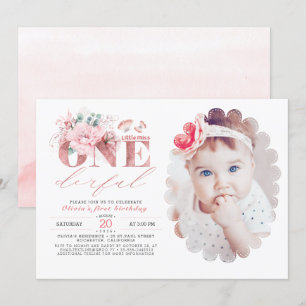 Invitation Petite Miss ONEderful Rose Gold 1er Anniversaire P