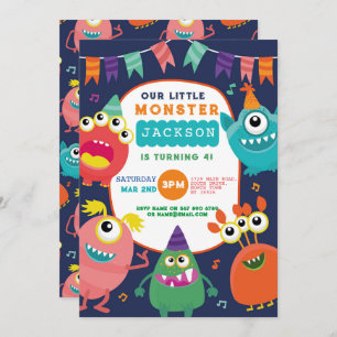 Invitation Petite Monster Anniversaire Amusants Garçons Invit