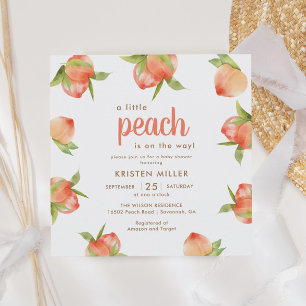 Invitation Petite Pêche Sur Le Chemin Baby shower Peach