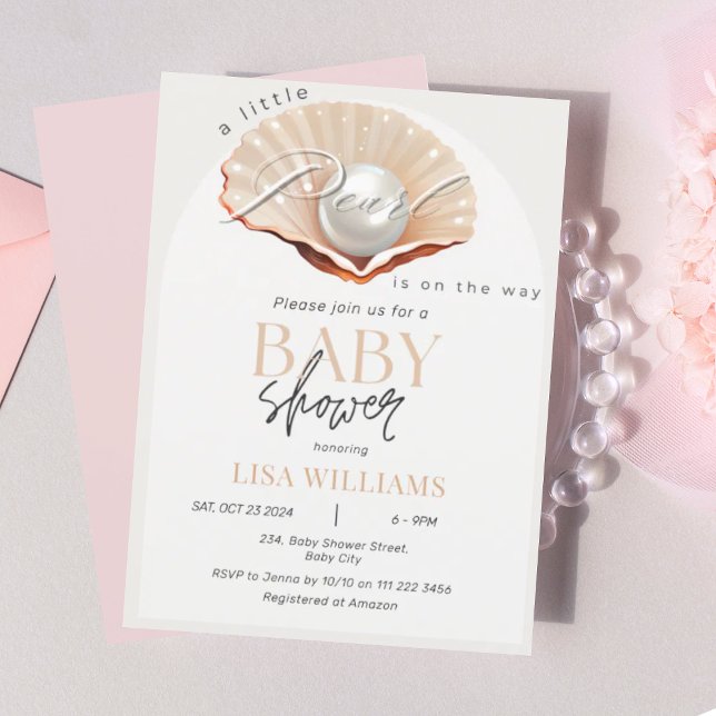 Invitation Petite perle en chemin sous le Baby shower marin (Little Pearl Is On The Way Baby Shower Invitation)