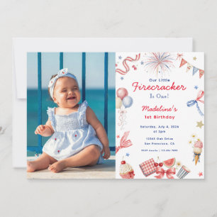 Invitation Petite Pétard 4 juillet 1er Anniversaire Photo