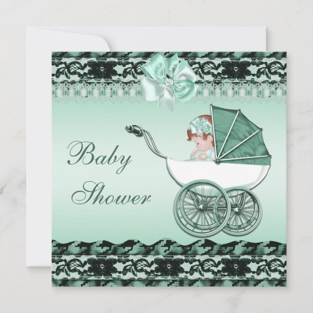 Invitation Petite petite fille en Baby shower de transport ve (Devant)