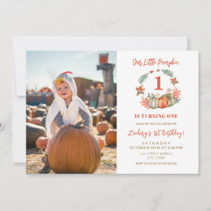 Invitation Petite photo Citrouille Automne 1er anniversaire