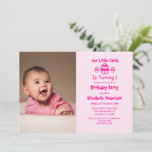 Invitation Petite poussette Pâques 1er anniversaire