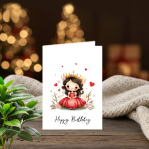 Invitation Petite princesse avec une robe rouge