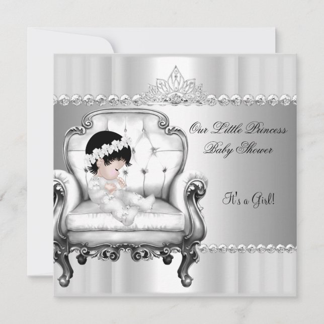 Invitation Petite princesse Baby shower fille bébé sur la cha (Devant)