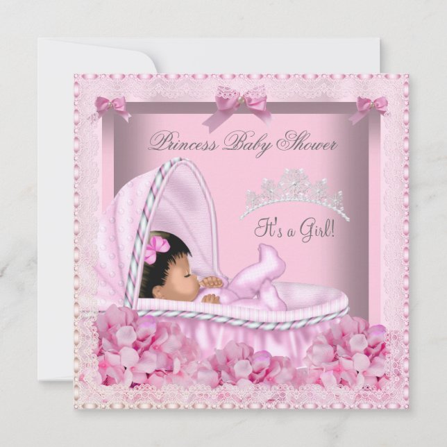 Invitation Petite princesse Baby shower fille dentelle AM (Devant)