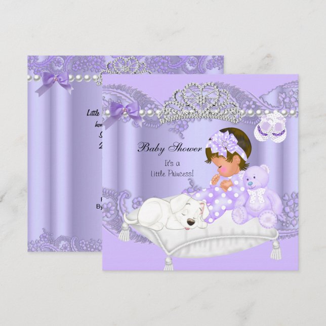 Invitation Petite princesse Baby shower fille Lavande pourpre (Devant / Derrière)