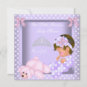 Invitation Petite Princesse Baby Shower Fille Lavande Rose