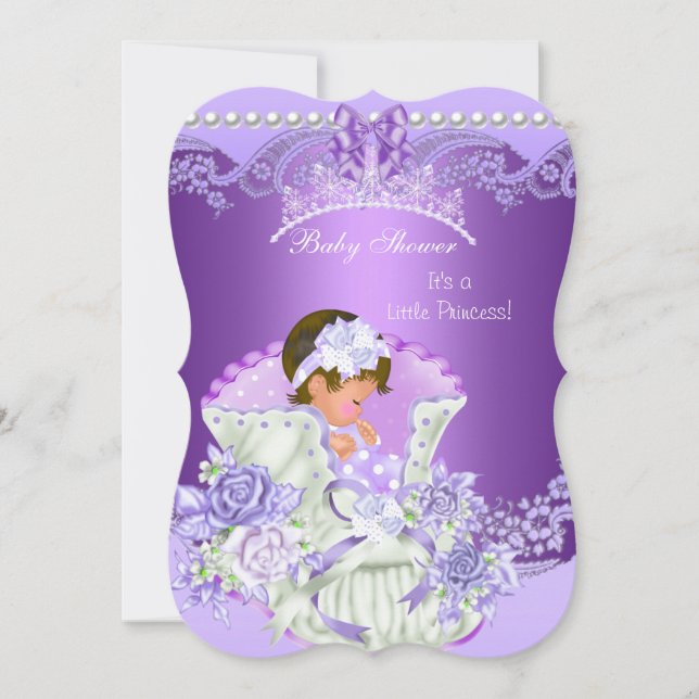 Invitation Petite princesse Baby shower fille pourpre Tiara B (Devant)