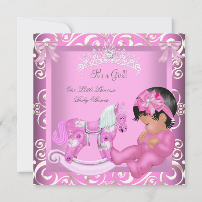 Invitation Petite princesse Baby shower fille Rocking Horse 2 (Devant)