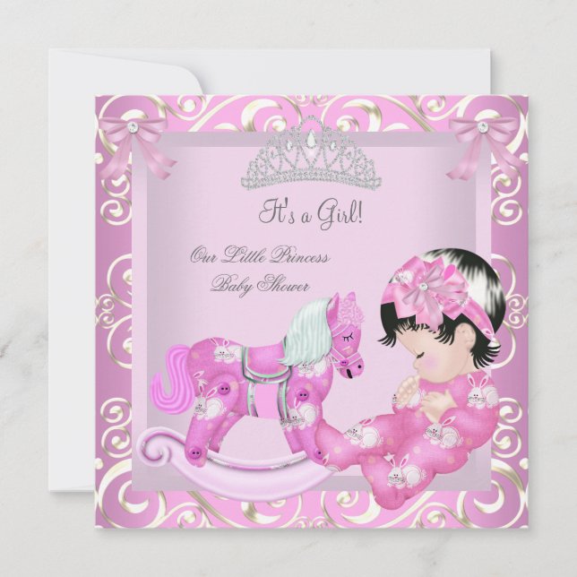 Invitation Petite princesse Baby shower fille Rocking Horse 5 (Devant)
