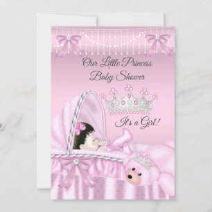 Invitation Petite princesse Baby shower fille rose Bassinet