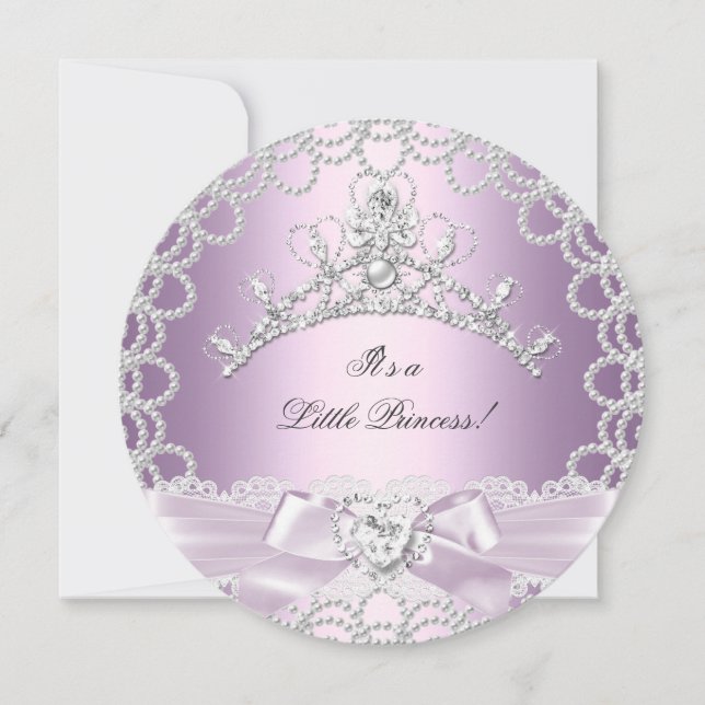 Invitation Petite princesse Baby shower fille rose Lilac Pear (Devant)