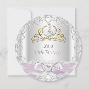 Invitation Petite Princesse Baby Shower Fille Rose Perle Or B